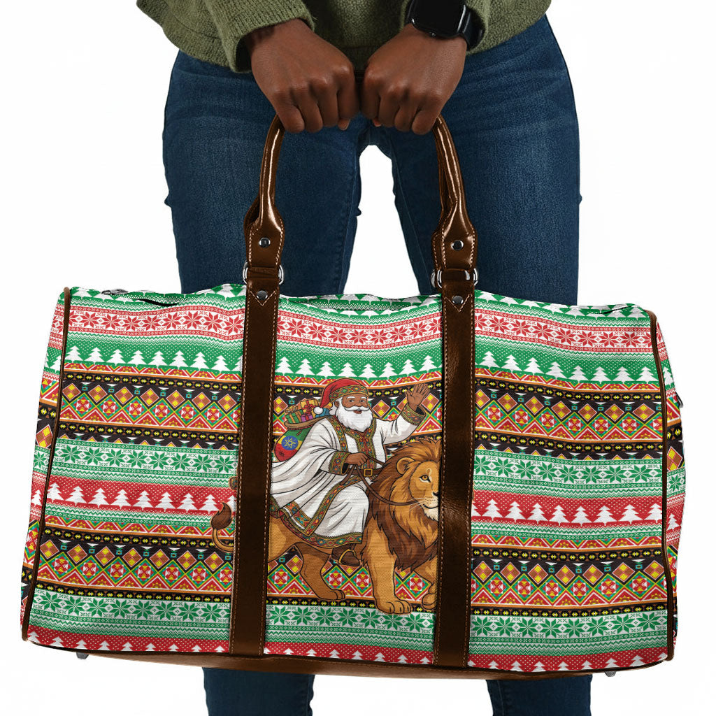 Ethiopia Christmas Santa Lion Travel Bag Habesha Kemis Woven Border