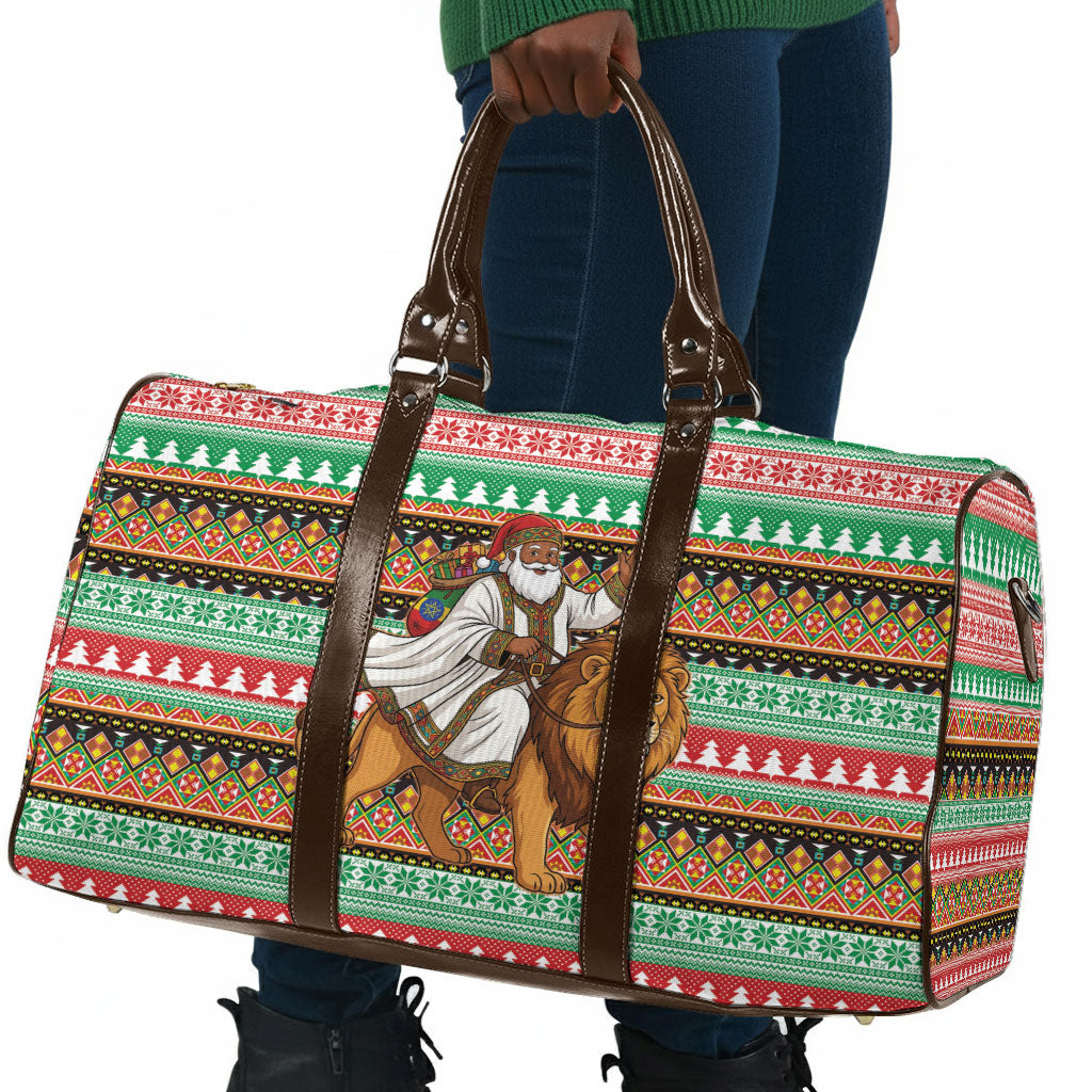 Ethiopia Christmas Santa Lion Travel Bag Habesha Kemis Woven Border