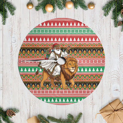 Ethiopia Christmas Santa Lion Tree Skirt Habesha Kemis Woven Border