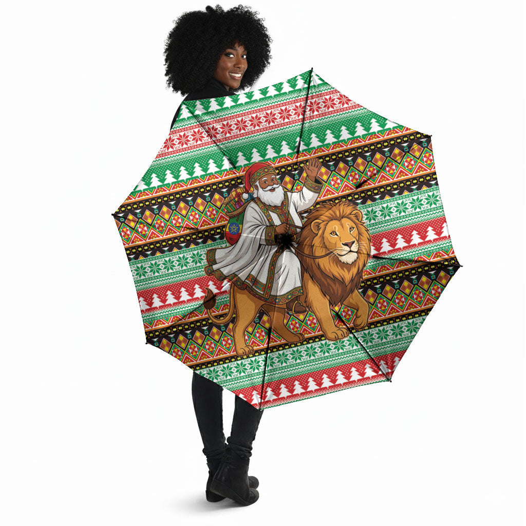 Ethiopia Christmas Santa Lion Umbrella Habesha Kemis Woven Border