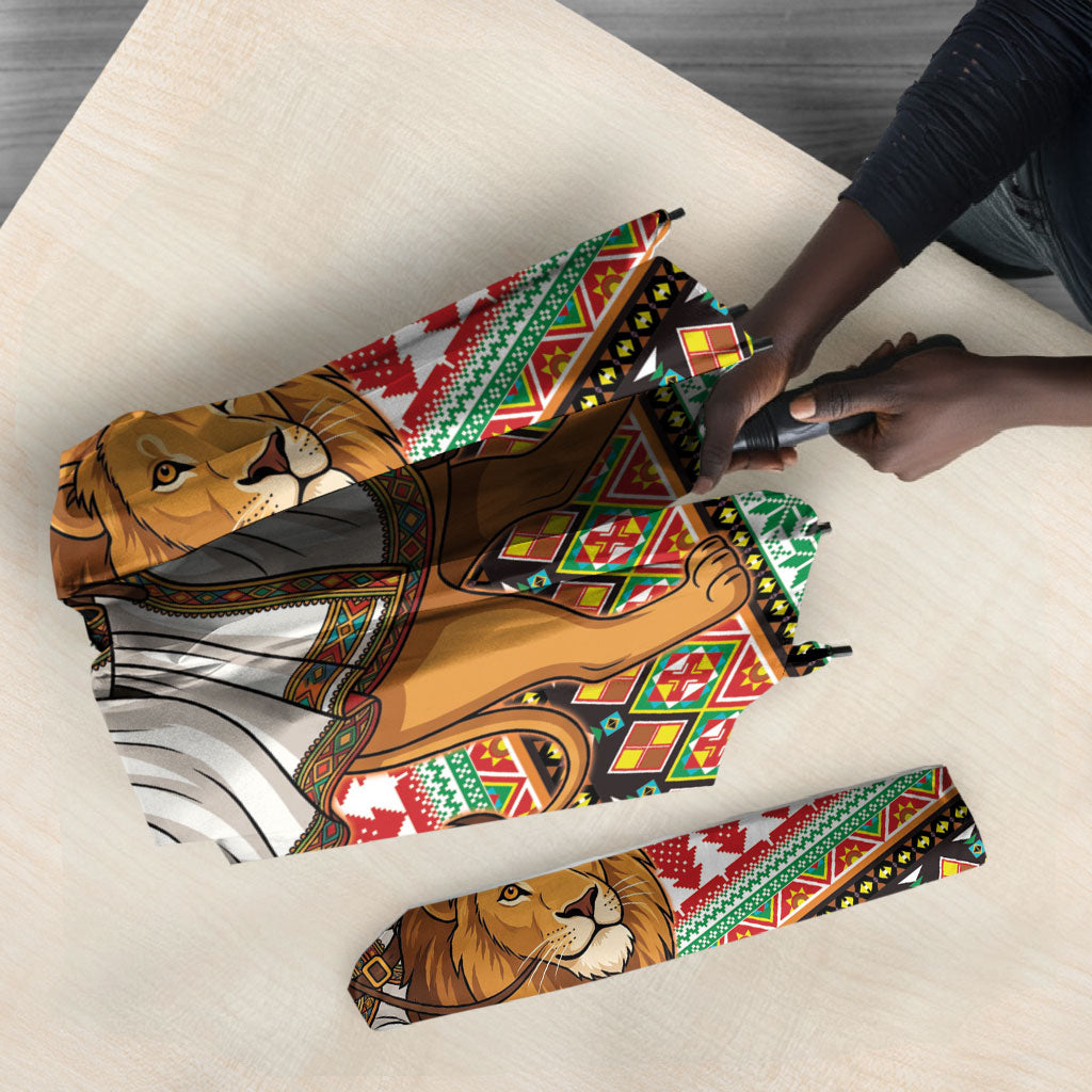 Ethiopia Christmas Santa Lion Umbrella Habesha Kemis Woven Border