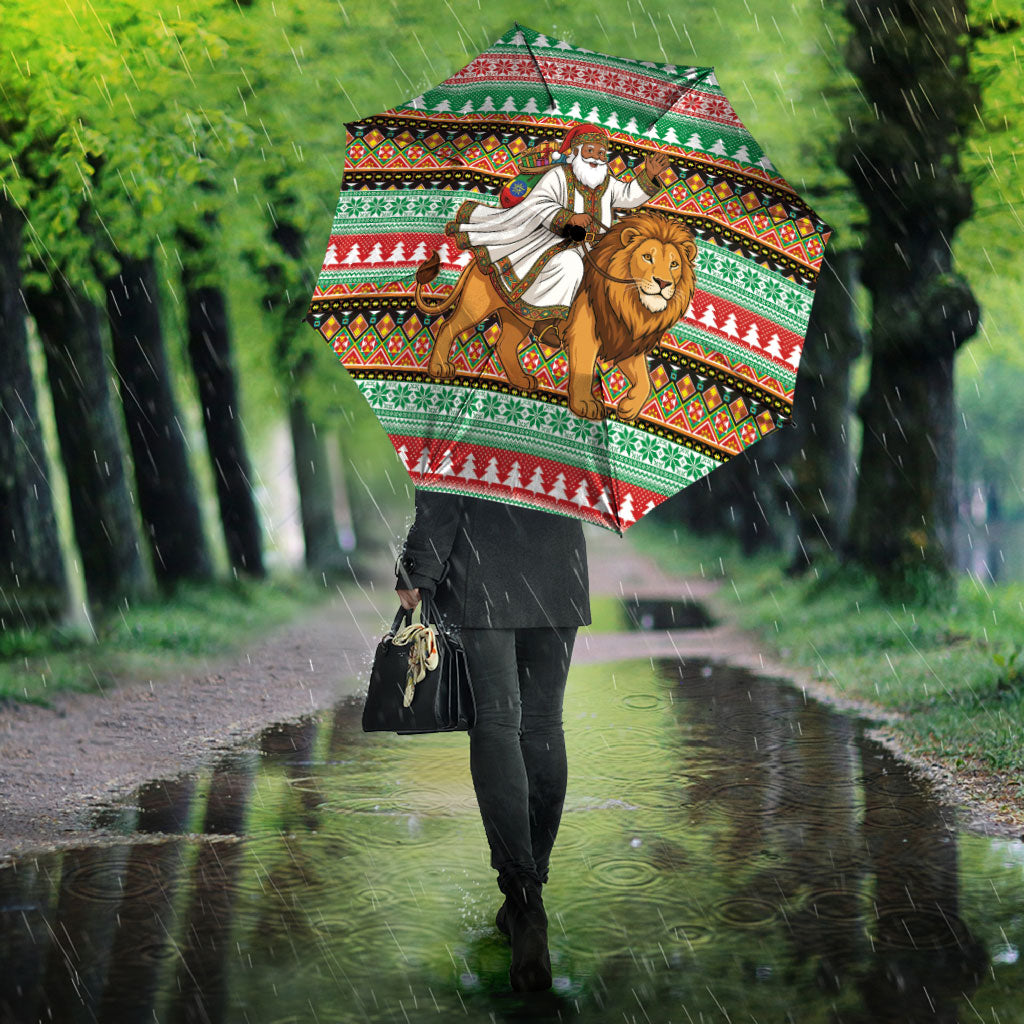 Ethiopia Christmas Santa Lion Umbrella Habesha Kemis Woven Border