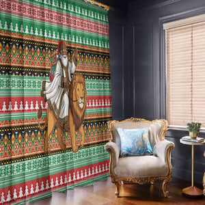 Ethiopia Christmas Santa Lion Window Curtain Habesha Kemis Woven Border