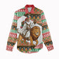 Ethiopia Christmas Santa Lion Women Casual Shirt Habesha Kemis Woven Border