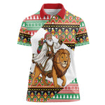 Ethiopia Christmas Santa Lion Women Polo Shirt Habesha Kemis Woven Border