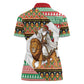 Ethiopia Christmas Santa Lion Women Polo Shirt Habesha Kemis Woven Border