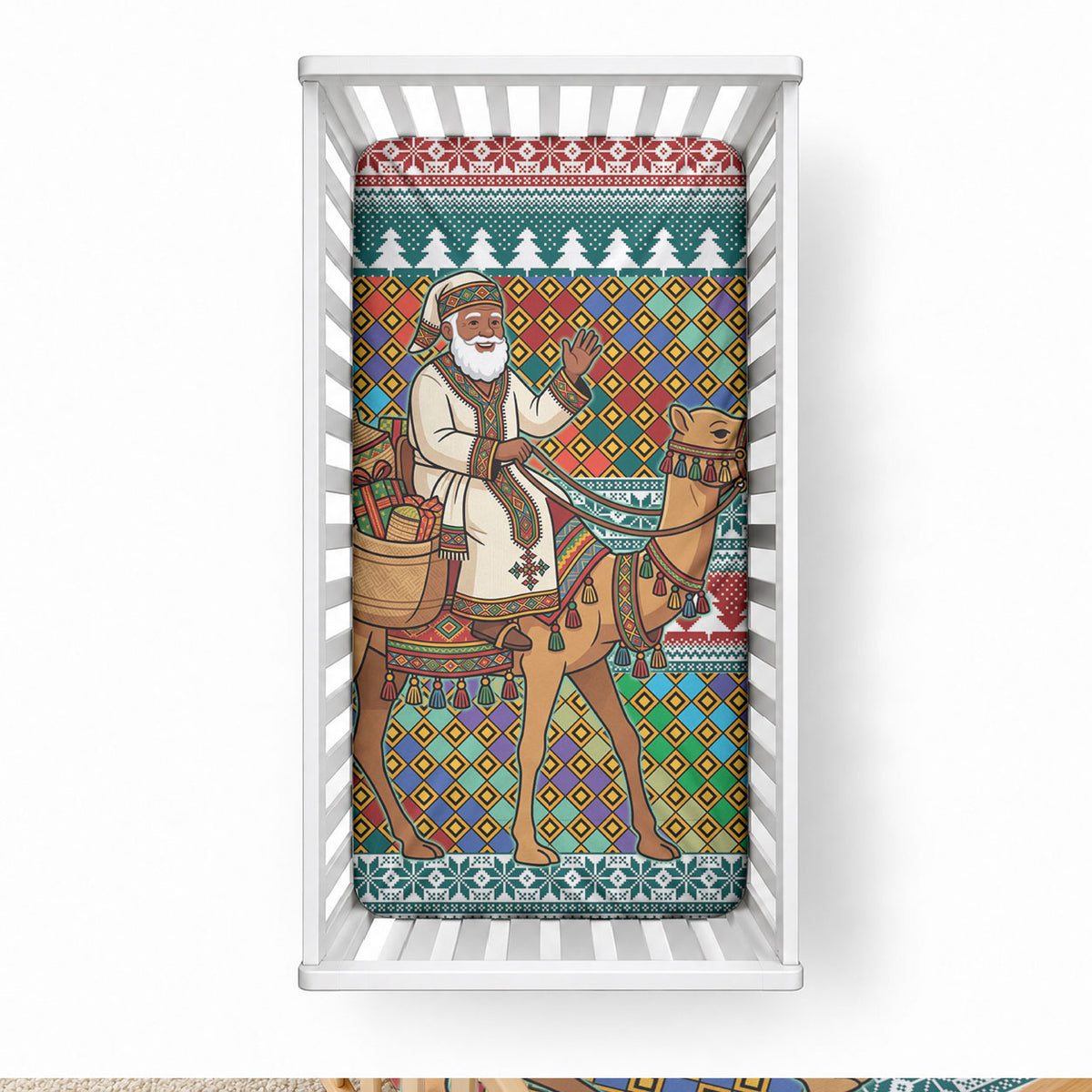 Eritrea Christmas Santa Camel Baby Bed Cover Tigrinya Woven Textile