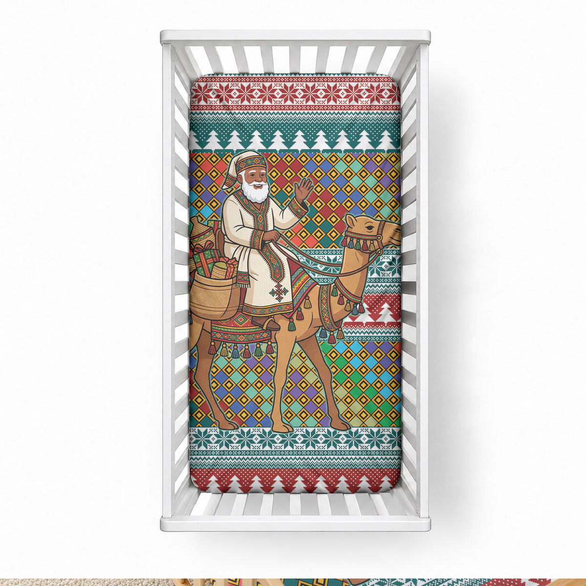 Eritrea Christmas Santa Camel Baby Bed Cover Tigrinya Woven Textile