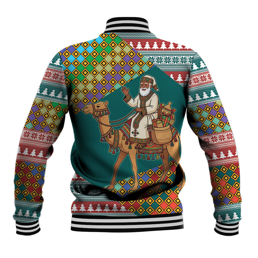 Eritrea Christmas Santa Camel Baseball Jacket Tigrinya Woven Textile