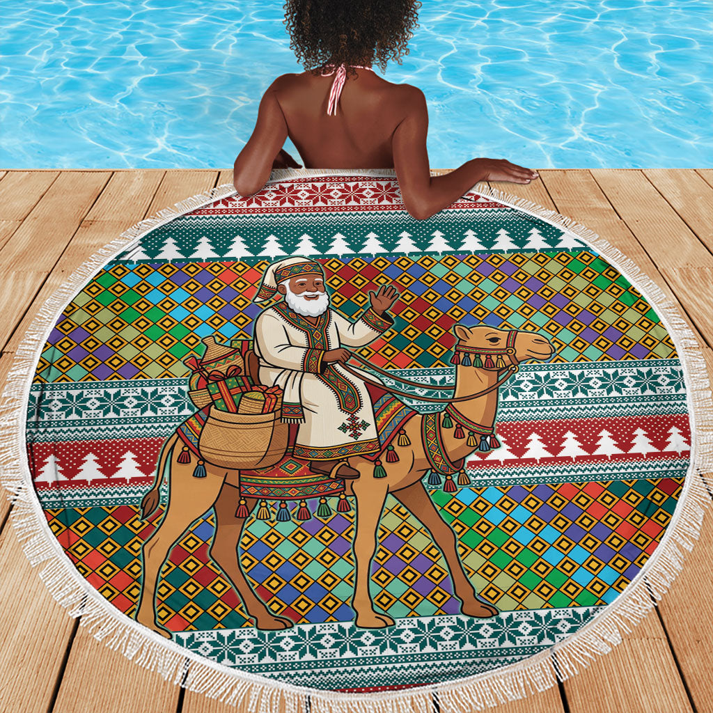 Eritrea Christmas Santa Camel Beach Blanket Tigrinya Woven Textile