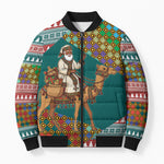 Eritrea Christmas Santa Camel Bomber Puffer Jacket Tigrinya Woven Textile