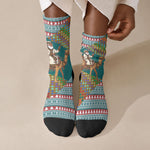 Eritrea Christmas Santa Camel Crew Socks Tigrinya Woven Textile
