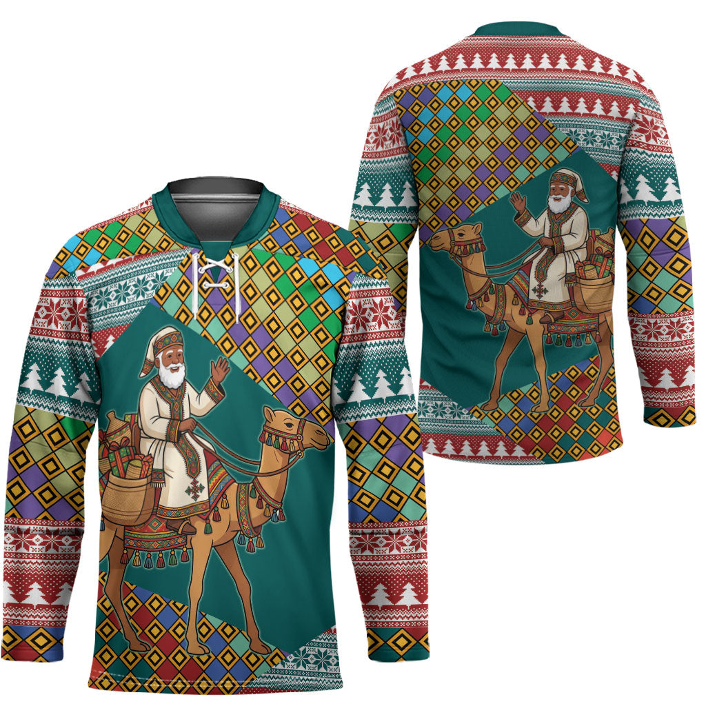 Eritrea Christmas Santa Camel Hockey Jersey Tigrinya Woven Textile