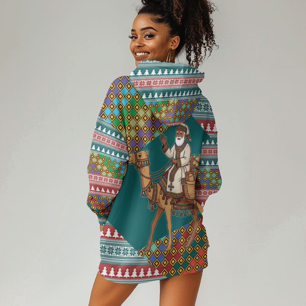 Eritrea Christmas Santa Camel Hoodie Dress Tigrinya Woven Textile