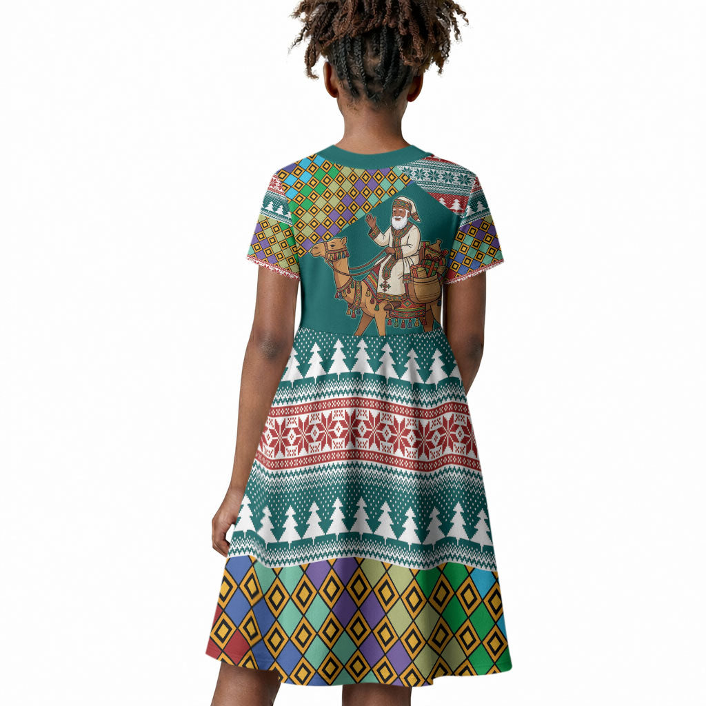 Eritrea Christmas Santa Camel Kid Short Sleeve Dress Tigrinya Woven Textile