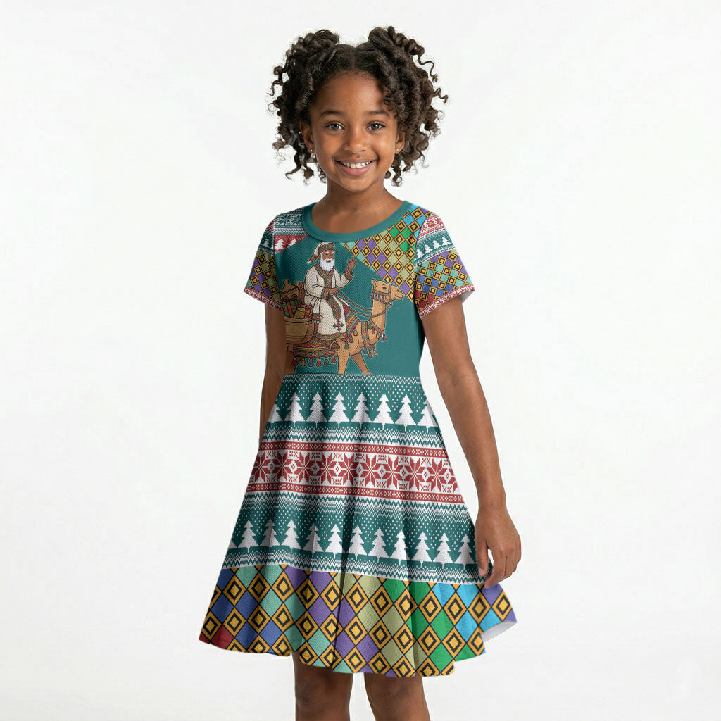 Eritrea Christmas Santa Camel Kid Short Sleeve Dress Tigrinya Woven Textile