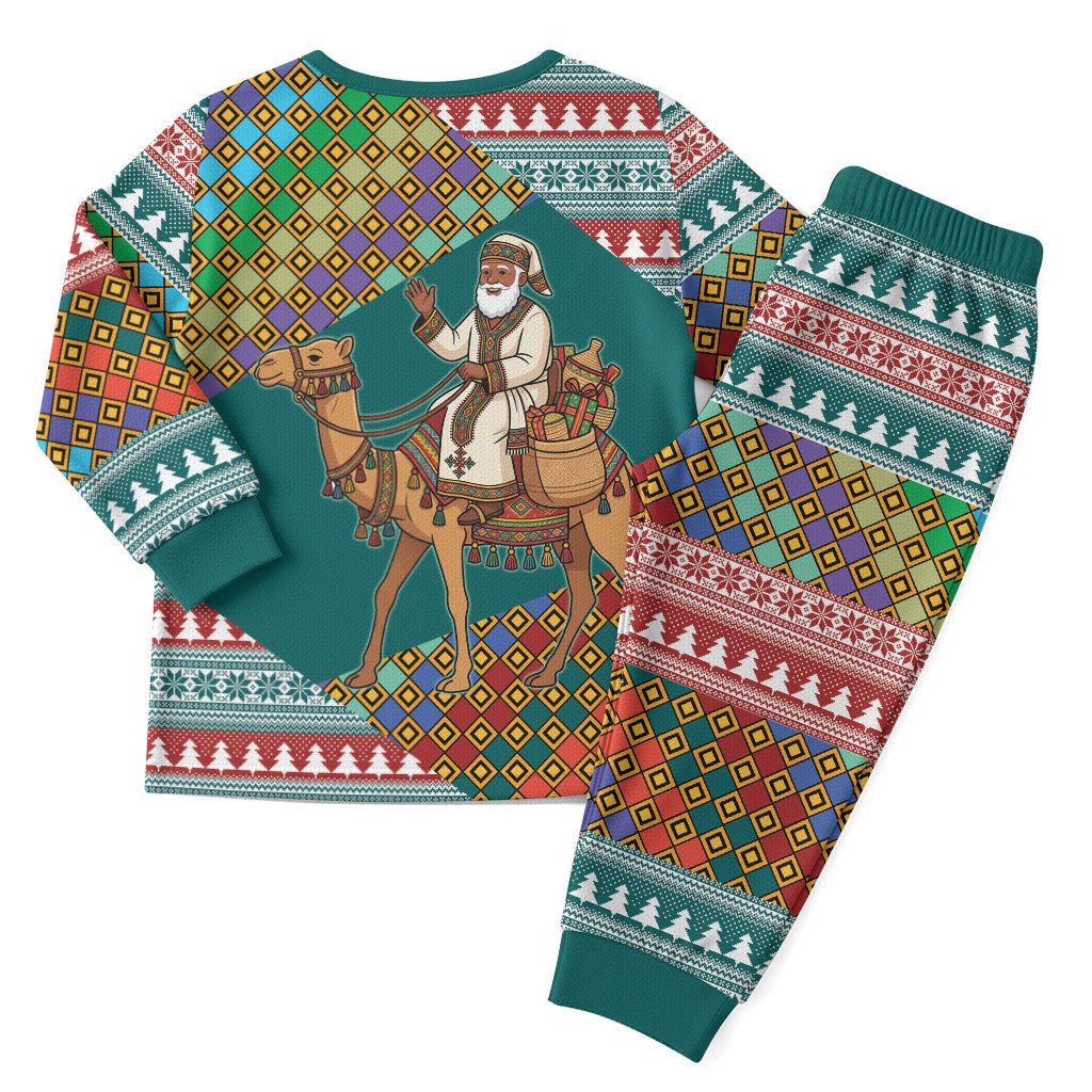 Eritrea Christmas Santa Camel Christmas Pajama Set Tigrinya Woven Textile