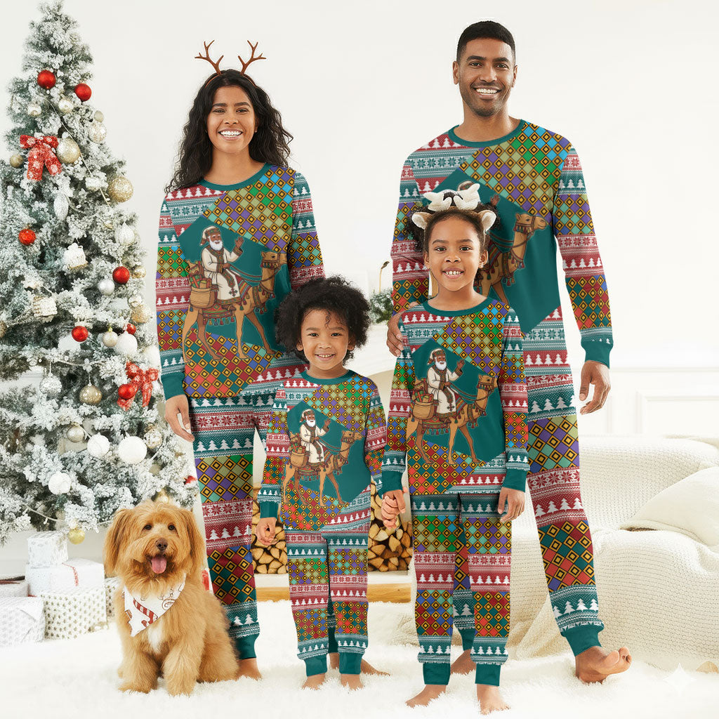 Eritrea Christmas Santa Camel Christmas Pajama Set Tigrinya Woven Textile