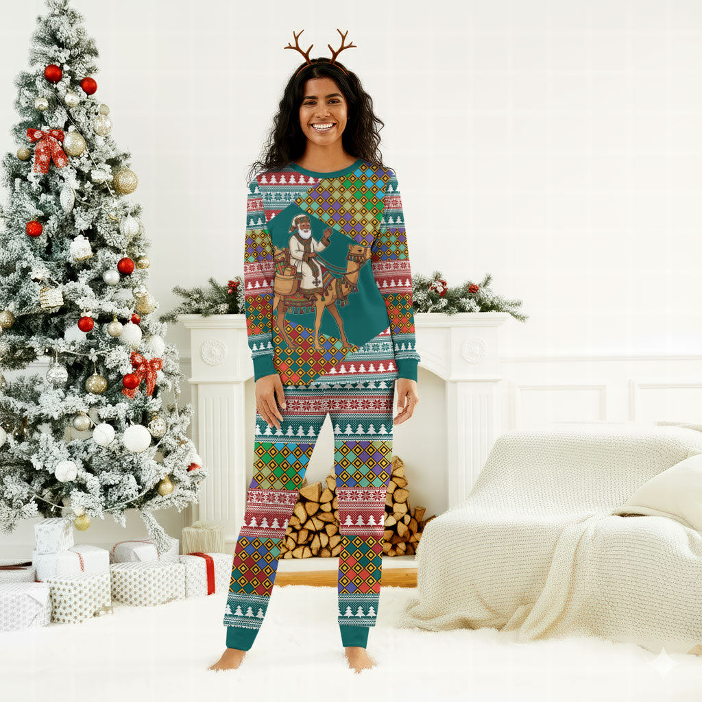 Eritrea Christmas Santa Camel Christmas Pajama Set Tigrinya Woven Textile