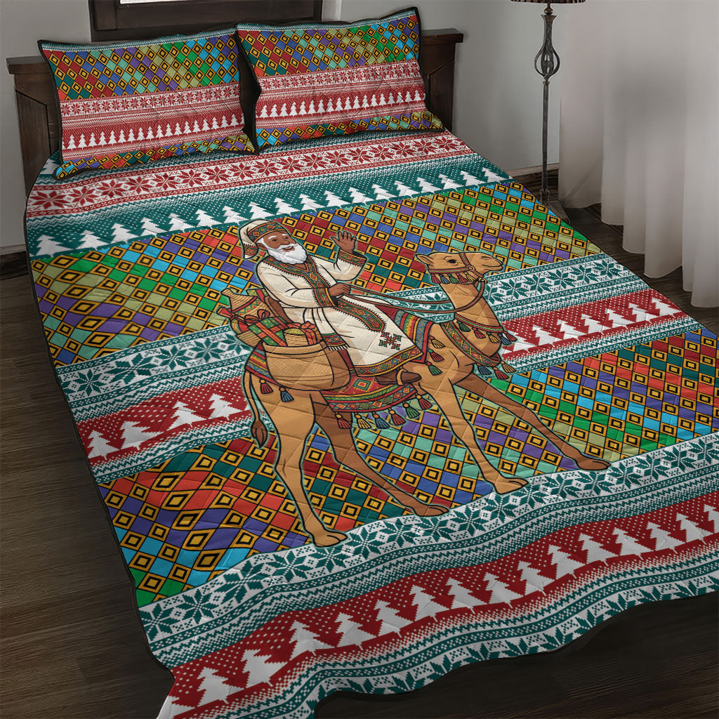 Eritrea Christmas Santa Camel Quilt Bed Set Tigrinya Woven Textile