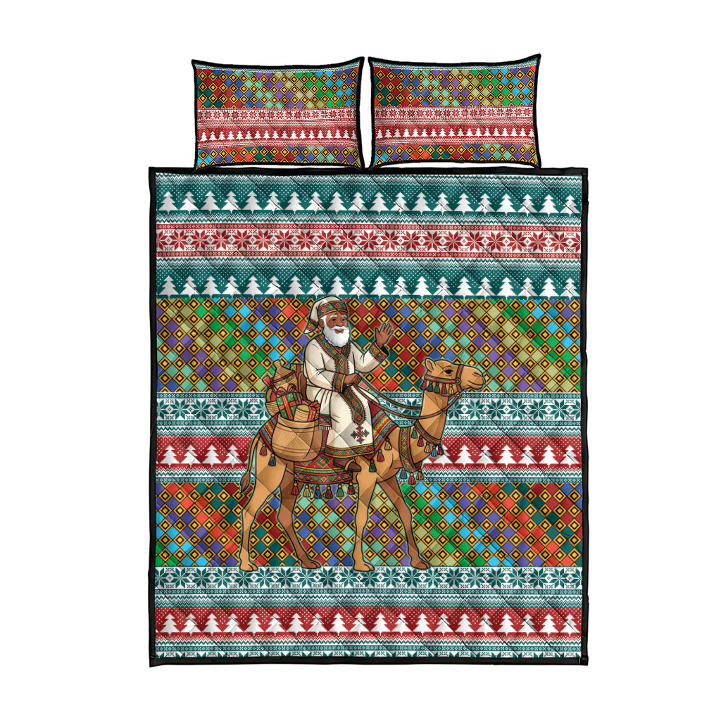 Eritrea Christmas Santa Camel Quilt Bed Set Tigrinya Woven Textile