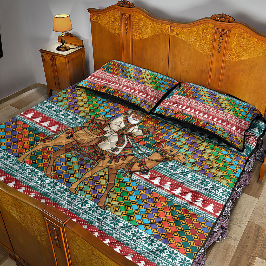 Eritrea Christmas Santa Camel Quilt Bed Set Tigrinya Woven Textile