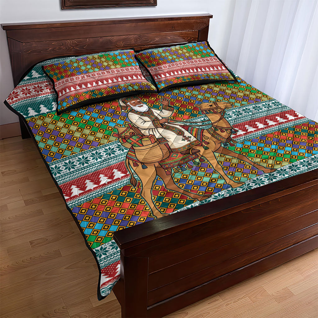 Eritrea Christmas Santa Camel Quilt Bed Set Tigrinya Woven Textile
