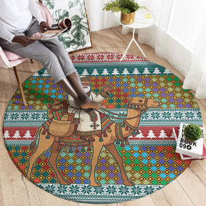 Eritrea Christmas Santa Camel Round Carpet Tigrinya Woven Textile