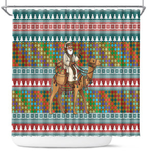 Eritrea Christmas Santa Camel Shower Curtain Tigrinya Woven Textile