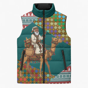 Eritrea Christmas Santa Camel Sleeveless Puffer Jacket Tigrinya Woven Textile