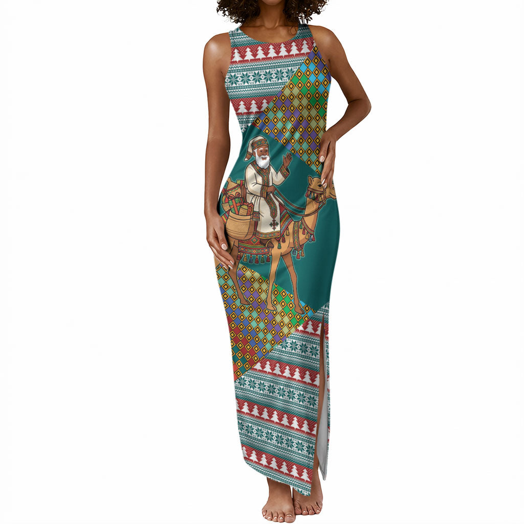 Eritrea Christmas Santa Camel Tank Maxi Dress Tigrinya Woven Textile