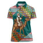 Eritrea Christmas Santa Camel Women Polo Shirt Tigrinya Woven Textile