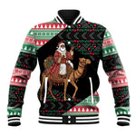 Sudan Christmas Santa Dromedary Camel Baseball Jacket Sudanese Tobe Inspired Textile
