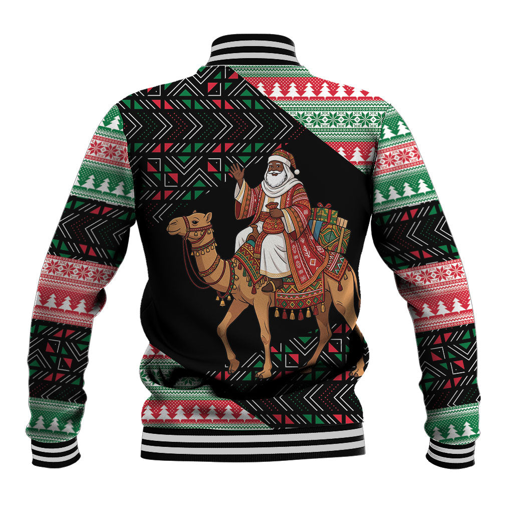 Sudan Christmas Santa Dromedary Camel Baseball Jacket Sudanese Tobe Inspired Textile