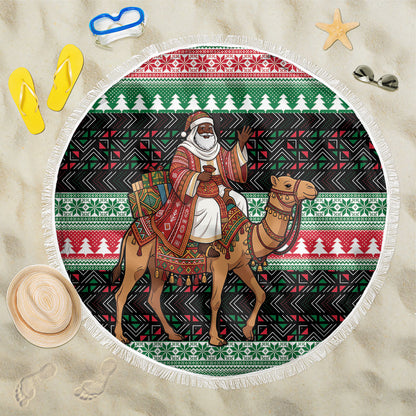Sudan Christmas Santa Dromedary Camel Beach Blanket Sudanese Tobe Inspired Textile