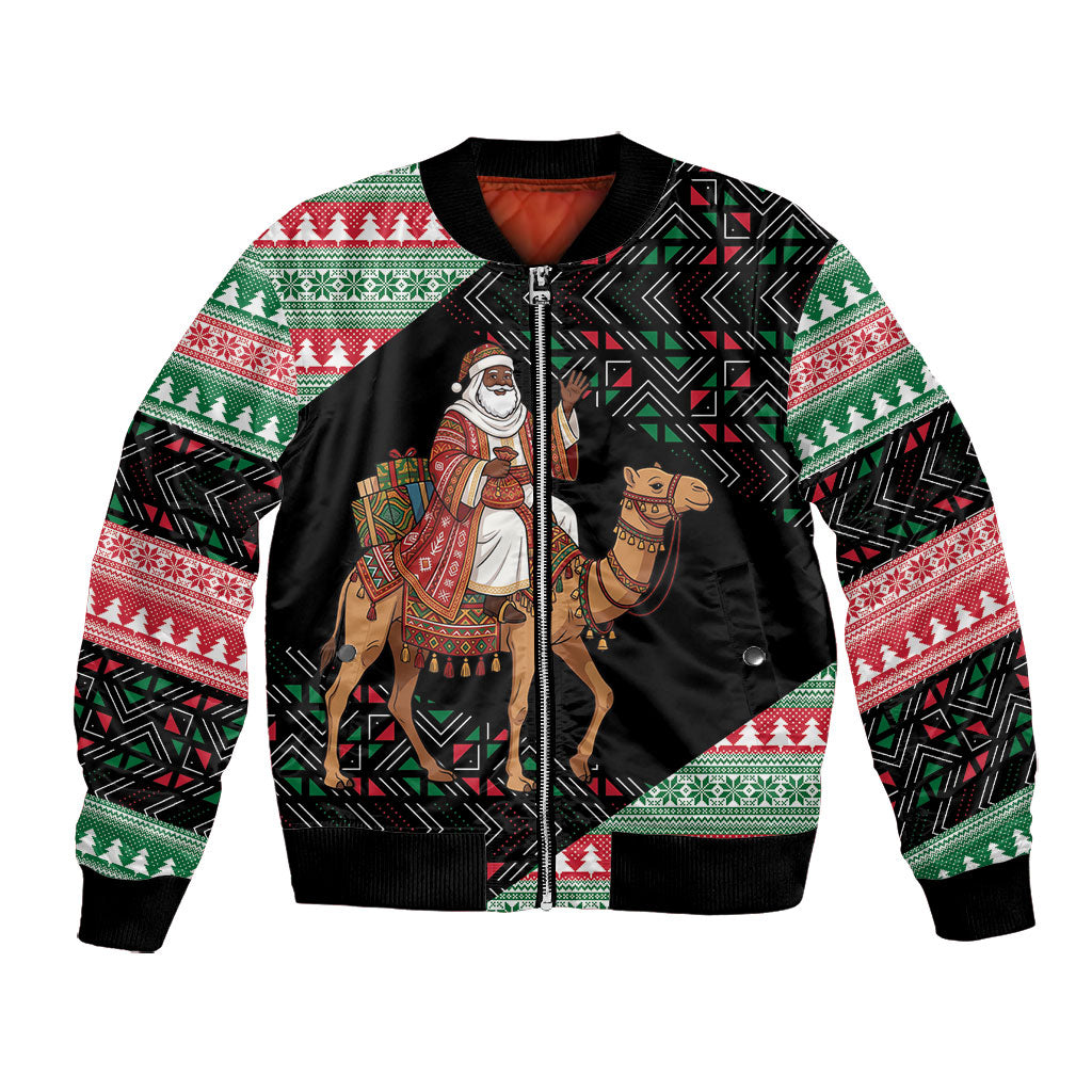 Sudan Christmas Santa Dromedary Camel Bomber Jacket Sudanese Tobe Inspired Textile