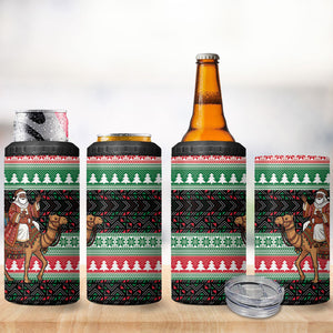 Sudan Christmas Santa Dromedary Camel 4 in 1 Can Cooler Tumbler Sudanese Tobe Inspired Textile