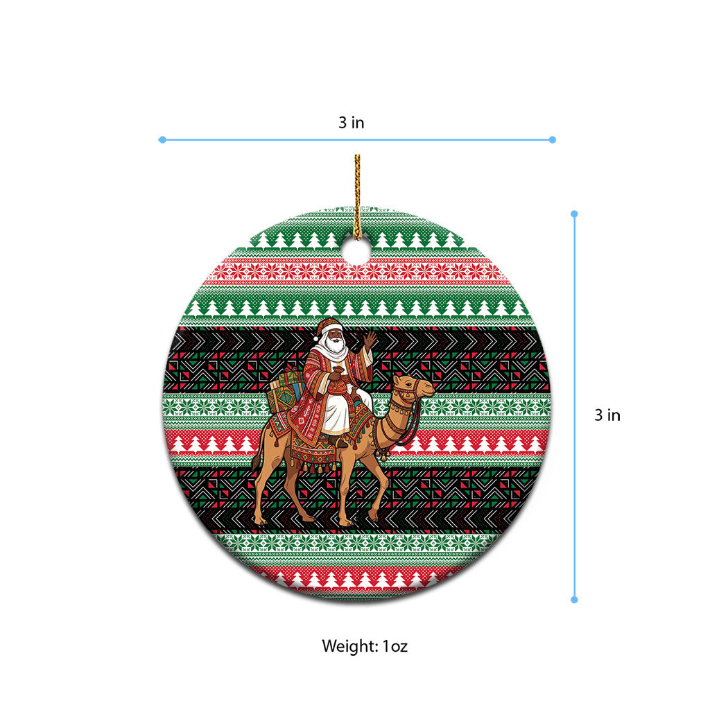 Sudan Christmas Santa Dromedary Camel Ceramic Ornament Sudanese Tobe Inspired Textile