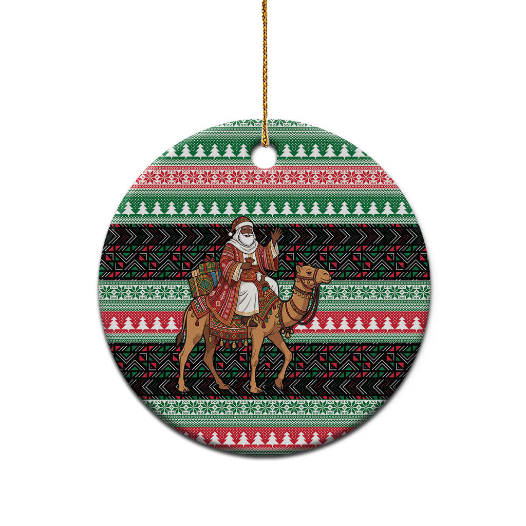 Sudan Christmas Santa Dromedary Camel Ceramic Ornament Sudanese Tobe Inspired Textile