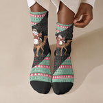Sudan Christmas Santa Dromedary Camel Crew Socks Sudanese Tobe Inspired Textile