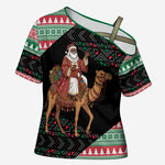 Sudan Christmas Santa Dromedary Camel Cross Shoulder Shirt Sudanese Tobe Inspired Textile