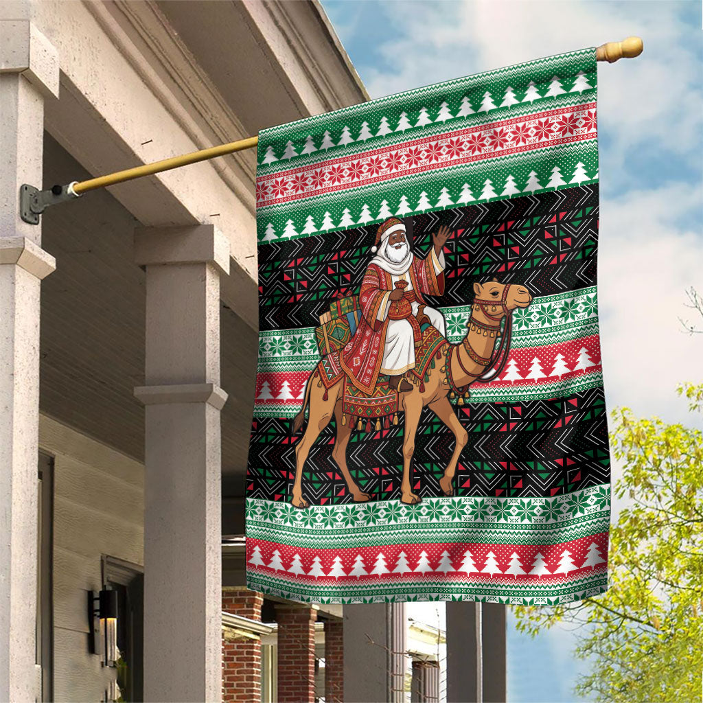 Sudan Christmas Santa Dromedary Camel Garden Flag Sudanese Tobe Inspired Textile