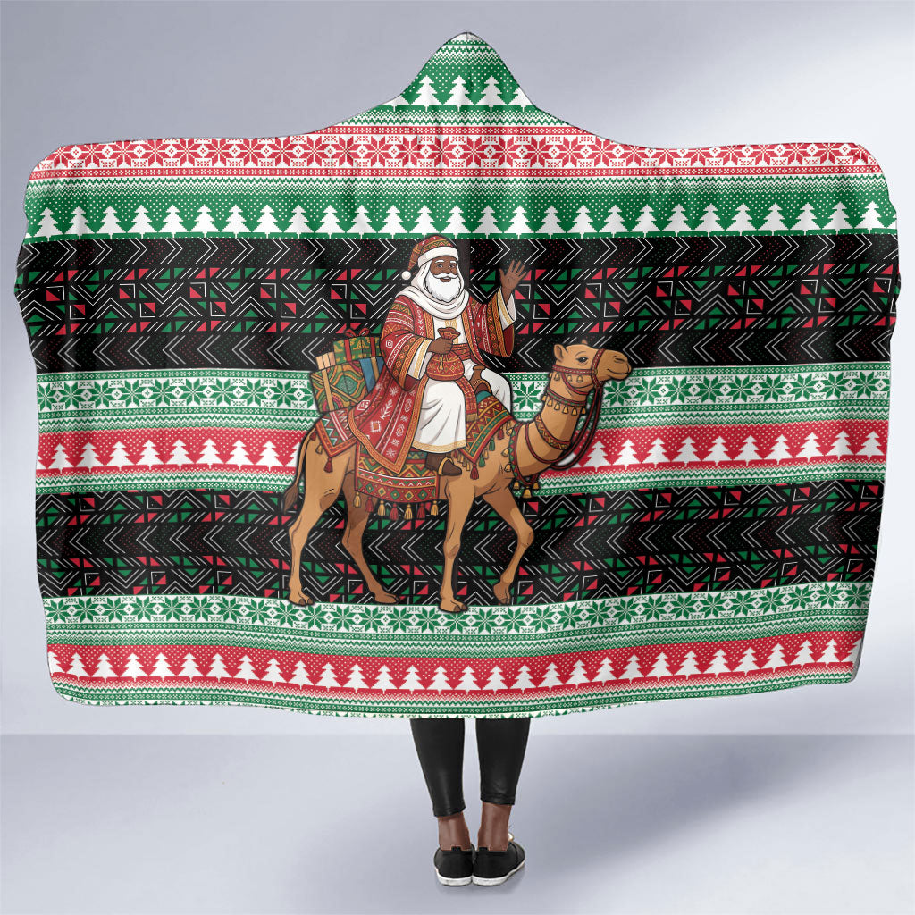 Sudan Christmas Santa Dromedary Camel Hooded Blanket Sudanese Tobe Inspired Textile