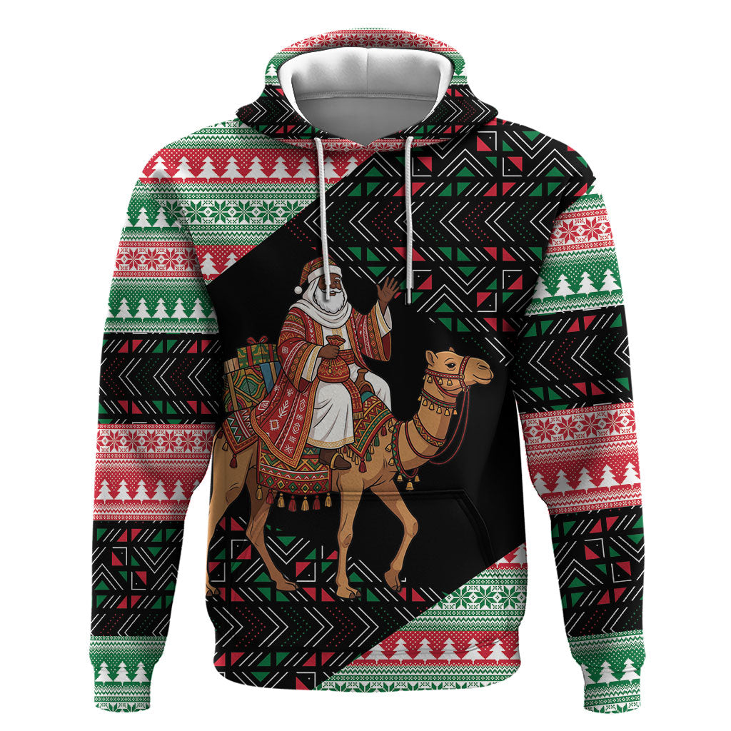 Sudan Christmas Santa Dromedary Camel Hoodie Sudanese Tobe Inspired Textile