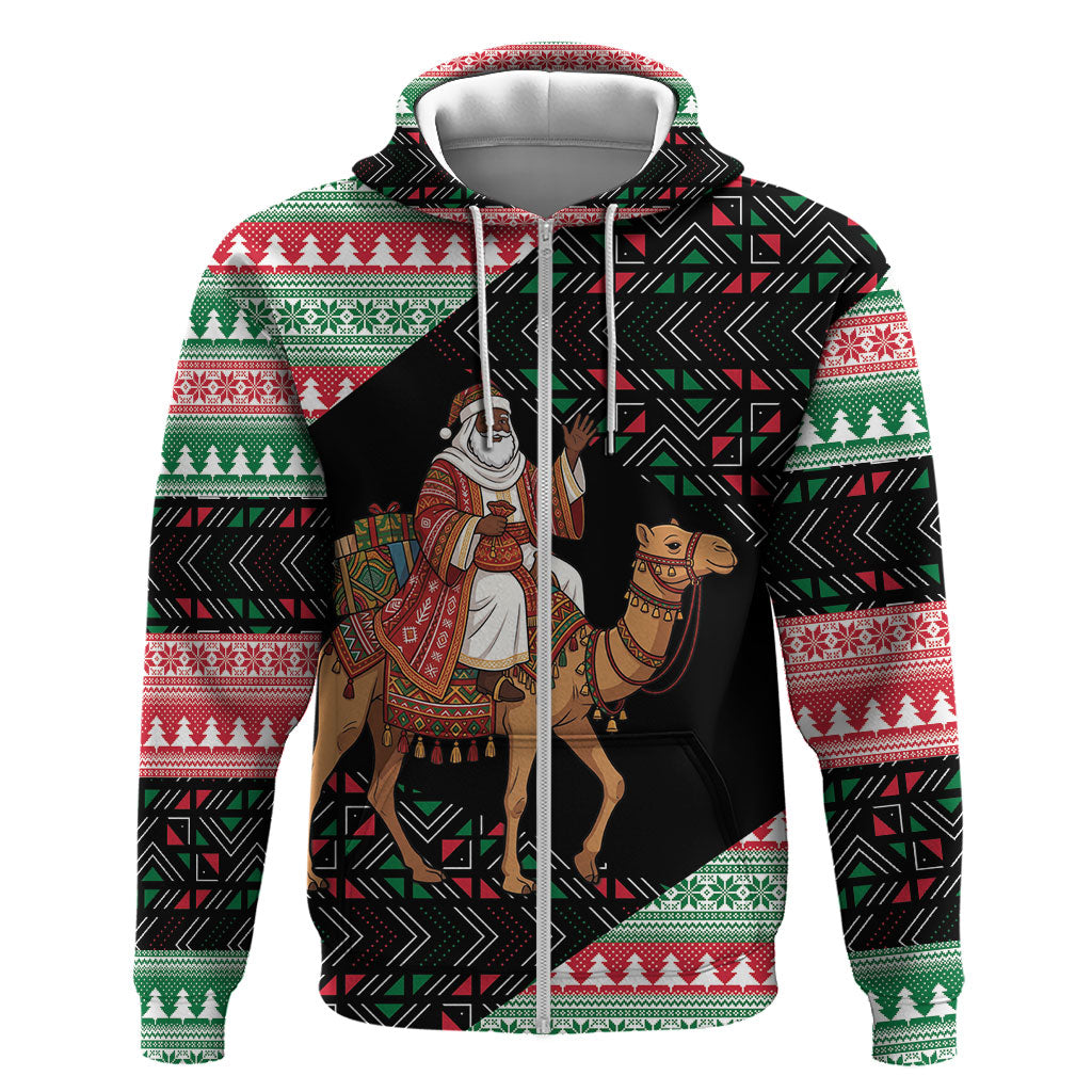 Sudan Christmas Santa Dromedary Camel Hoodie Sudanese Tobe Inspired Textile