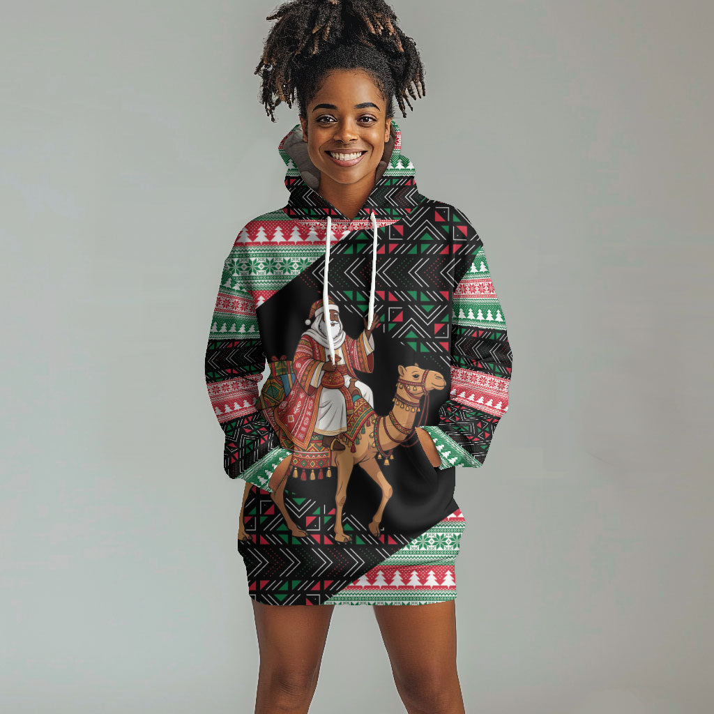 Sudan Christmas Santa Dromedary Camel Hoodie Dress Sudanese Tobe Inspired Textile