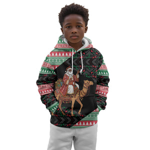 Sudan Christmas Santa Dromedary Camel Kid Hoodie Sudanese Tobe Inspired Textile