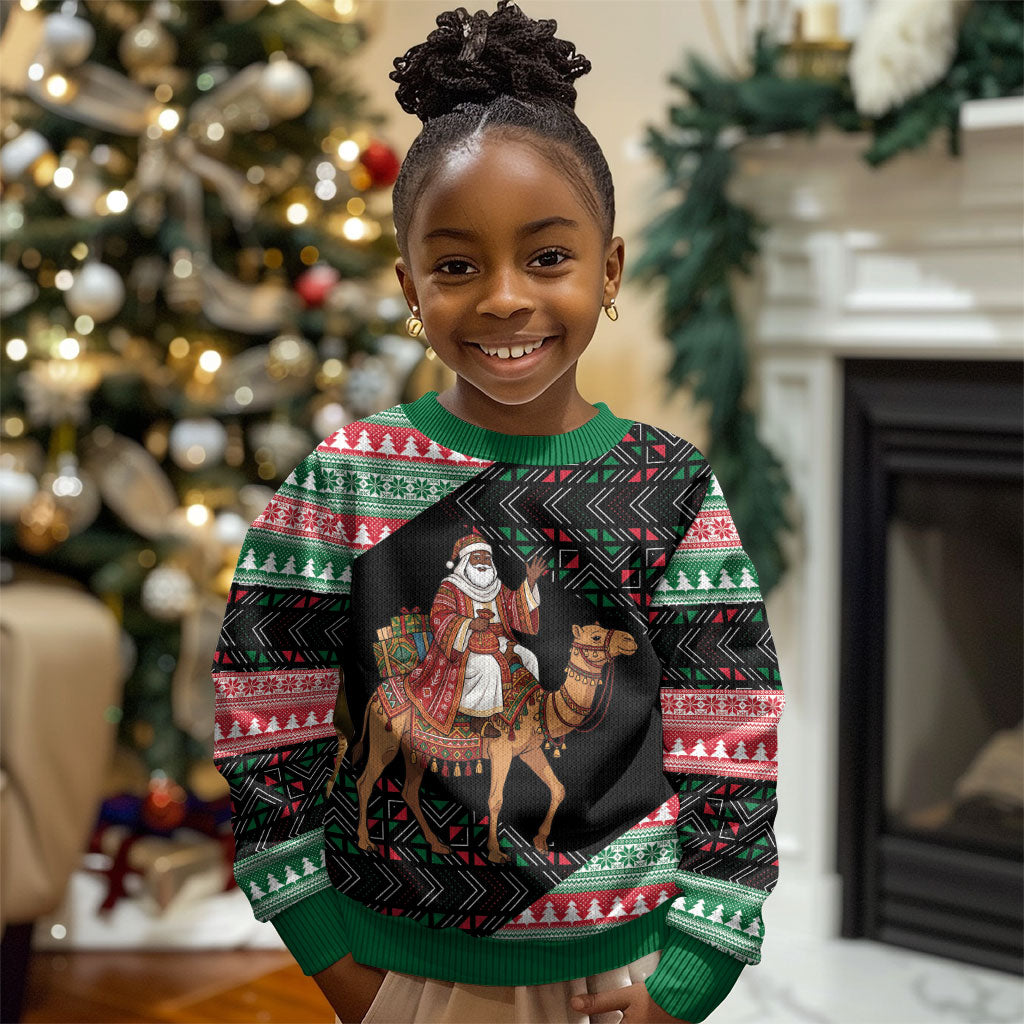 Sudan Christmas Santa Dromedary Camel Kid Ugly Christmas Sweater Sudanese Tobe Inspired Textile