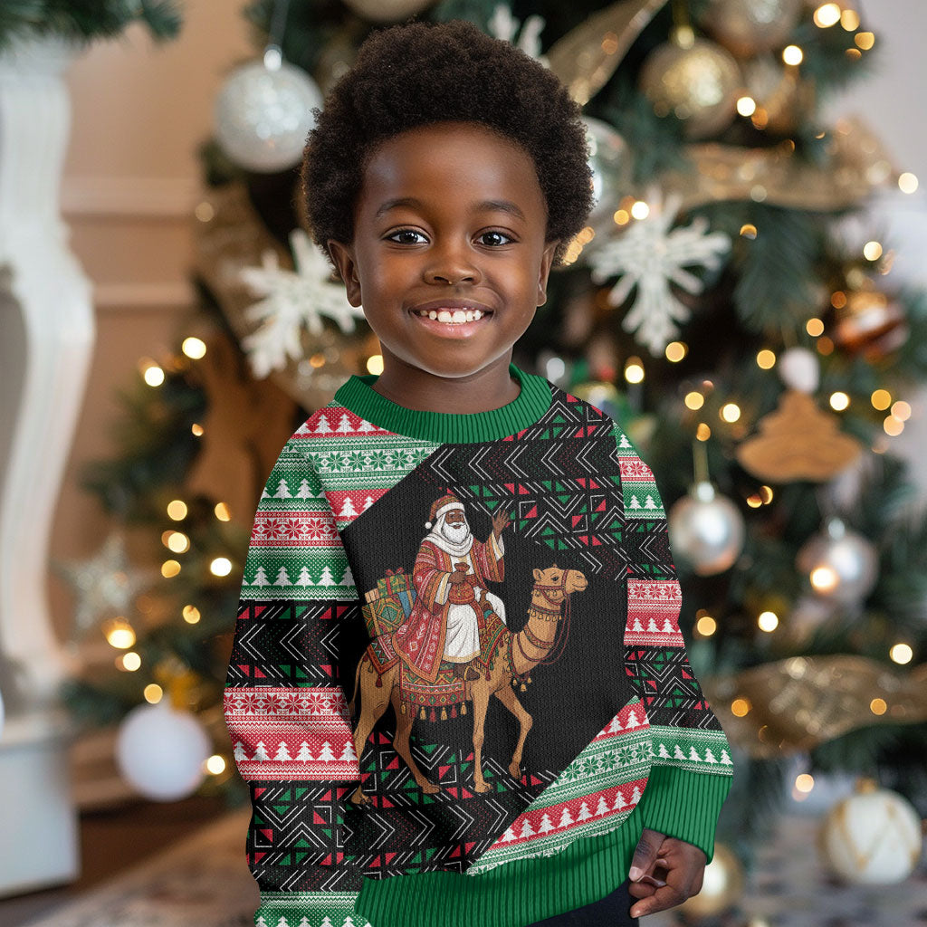 Sudan Christmas Santa Dromedary Camel Kid Ugly Christmas Sweater Sudanese Tobe Inspired Textile