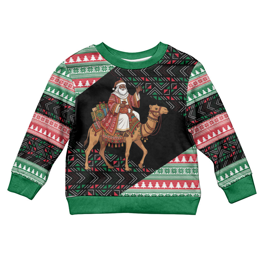 Sudan Christmas Santa Dromedary Camel Kid Ugly Christmas Sweater Sudanese Tobe Inspired Textile